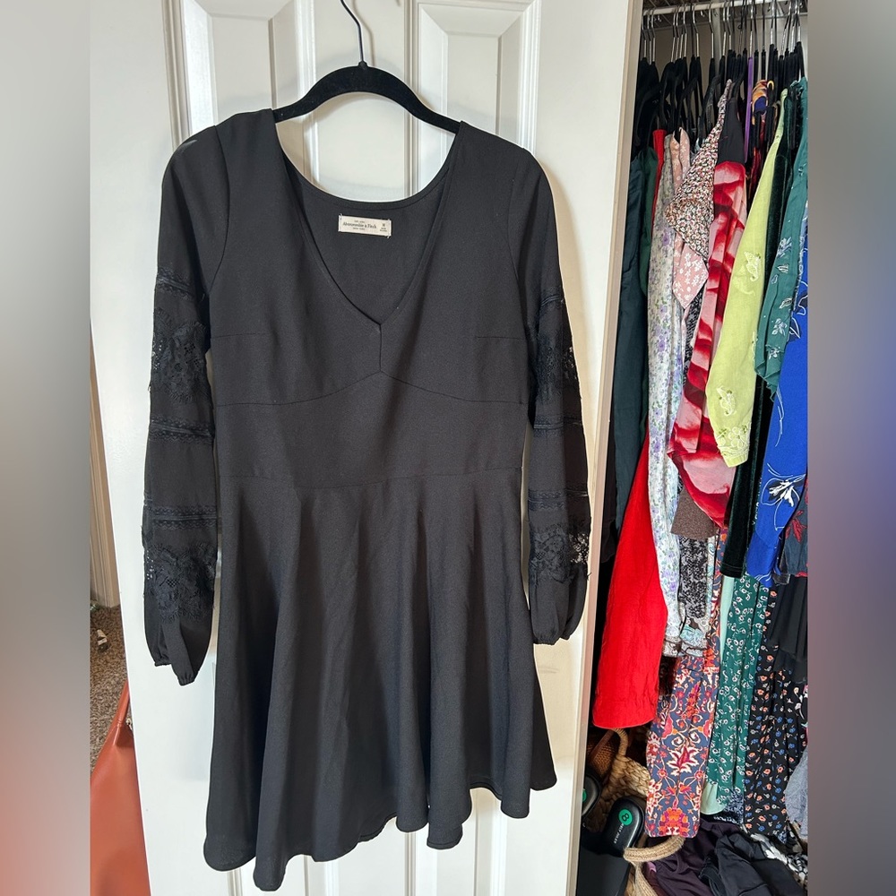 Abercrombie & Fitch | Lace Long Sleeve Black Mini Dress